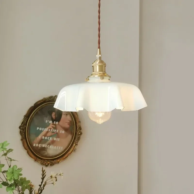 Japanese Style Creative Copper Glass Pendant Light Bar Counter Hallway Entrance Hall Lighting Fixture - Image 3