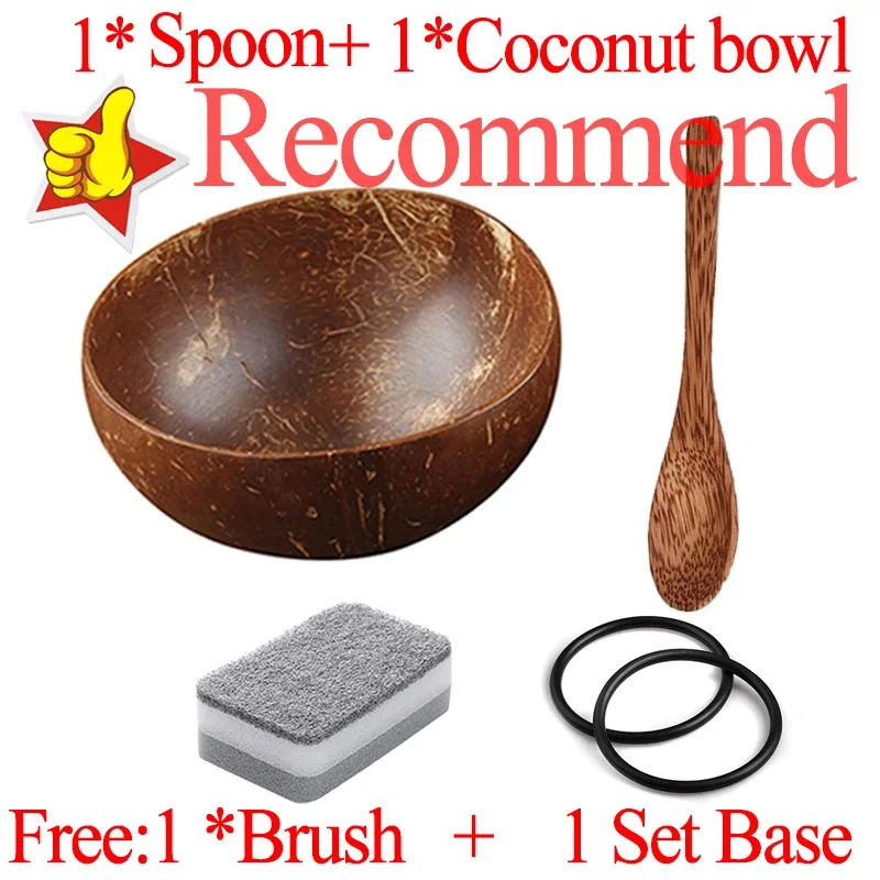 12-15cm Natural Coconut Bowl set wooden Salad Ramen bowl Coconut Wood Spoon Set coco smoothie Kitchen tableware Coconut bowl