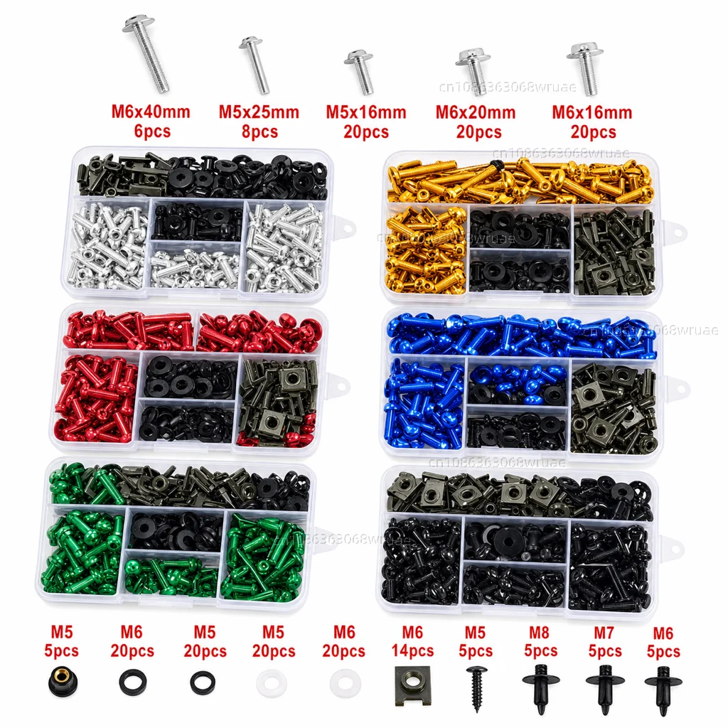 195PCS Motorcycle Aluminum Fairing Bolts Screws Kit Nut Clips For Vespa GTS 125 250 300 SPRINT PRIMAVERA 150 GTV LXV PX
