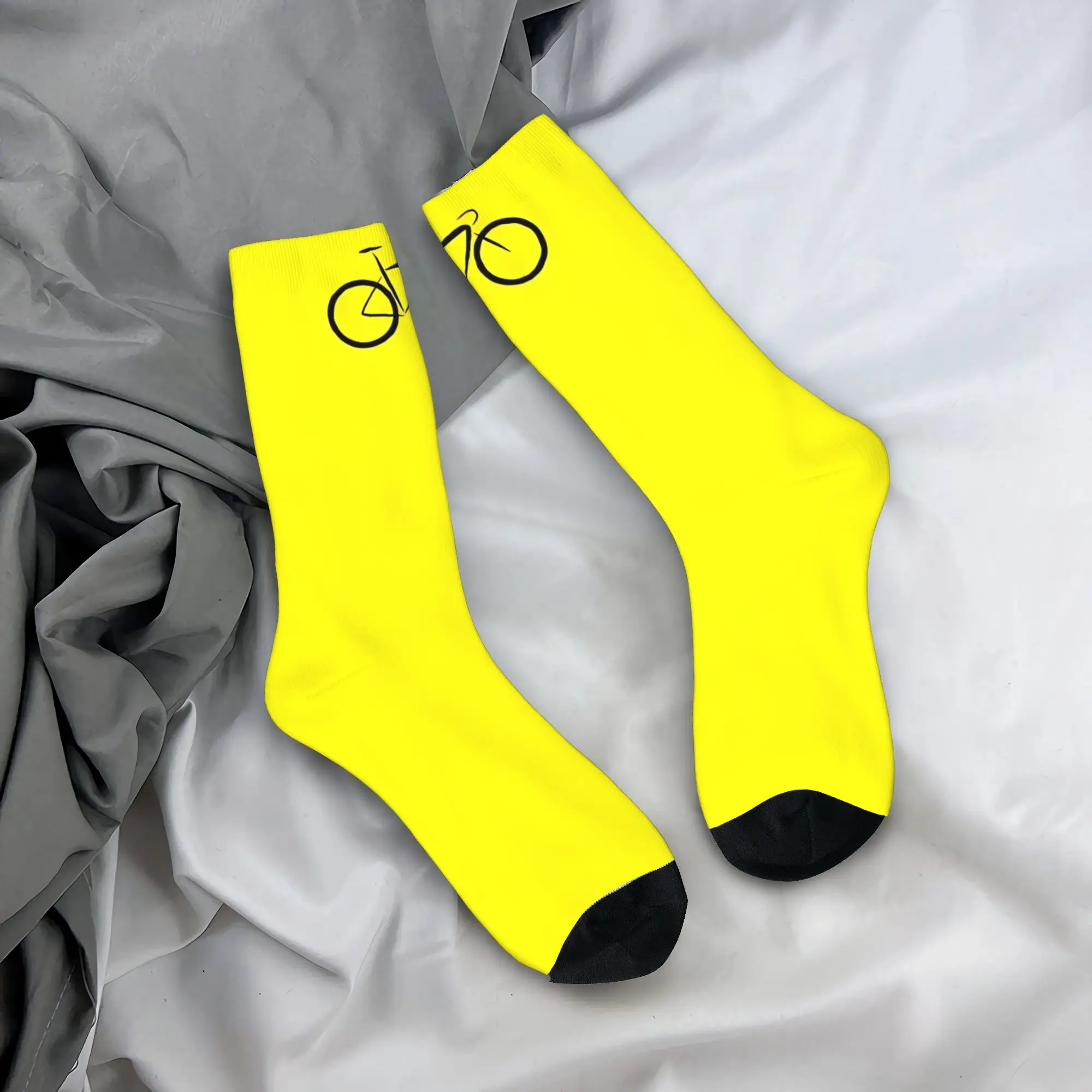 Bright Neon Cycling Socks  Yellow  Socks Bicycle Anti Skid Stockings Men Medium Soft Skateboard Socks Autumn Novelty Socks