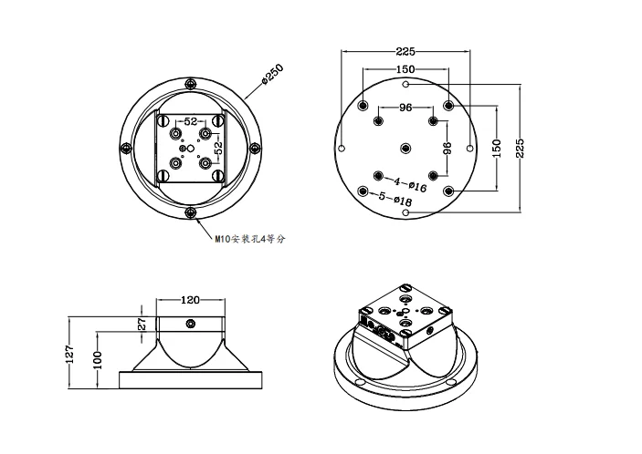 Five-axis Machining D250-L100-D52 Milling Garment Frame Pneumatic Self Centering Mini Air Clamp Tools Fixture Vise