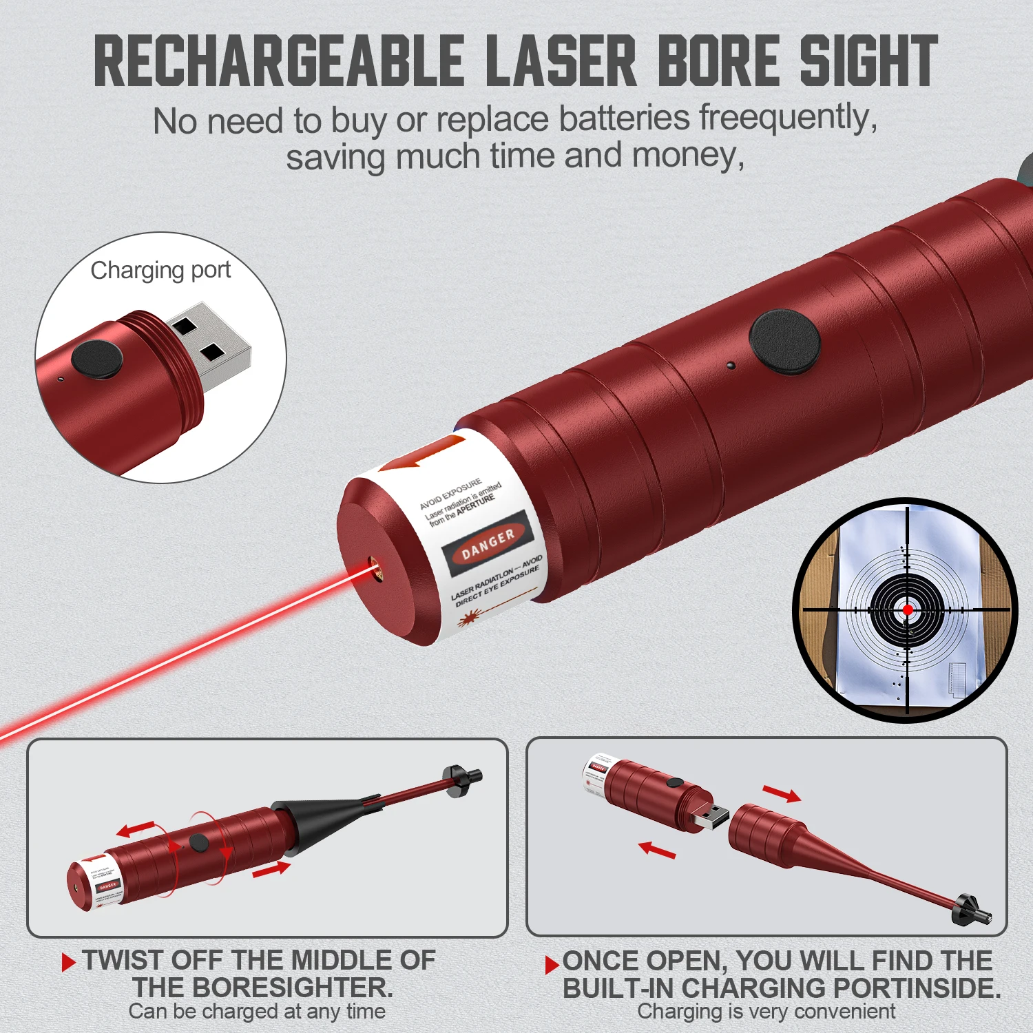 Kit kolimator laser taktis merah/hijau 1350-1, kompatibel dengan senapan dan pistol, bidikan kalibrasi paralel untuk semua kaliber