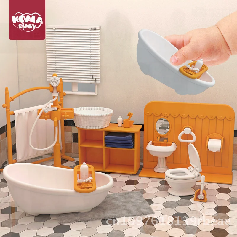 ألعاب منزلية صغيرة للمطبخ للأطفال مع ملحقات نموذج محاكاة بيت الدمى DIY مجموعة أثاث مصغر لمذكرات كوالا