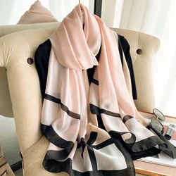 2024 Spring and Autumn New Silk Scarf Women Beach Long Shawl Sunscreen Outdoor Windproof Luxury Soft Shawl Lady Hijab 180*90cm