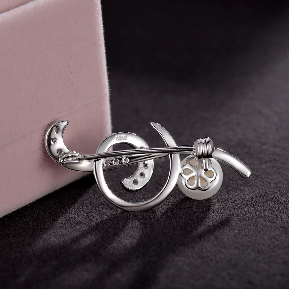 Premium 925 Sterling Silver Treble Clef Brooch with Freshwater Pearl And Cubic Zirconia Music Pin Timeless Accessory for Her