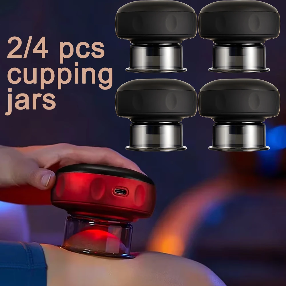 2/4pcs Vacuum Cupping Massager Guasha Scraping Fat Burning Slimming for Muscle Soreness 12 Levels Smart Dynamic Cupping Jar