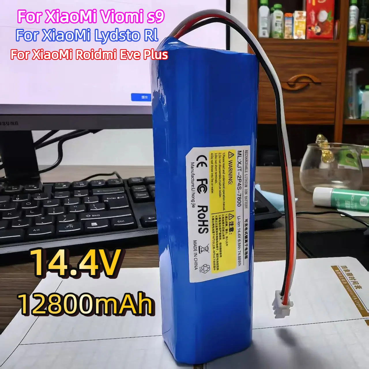 

for Xiaomi Lydsto R1 rechargeable lithium-ion battery, robot vacuum cleaner,viomi s9,battery pack, genuine 12800mAh