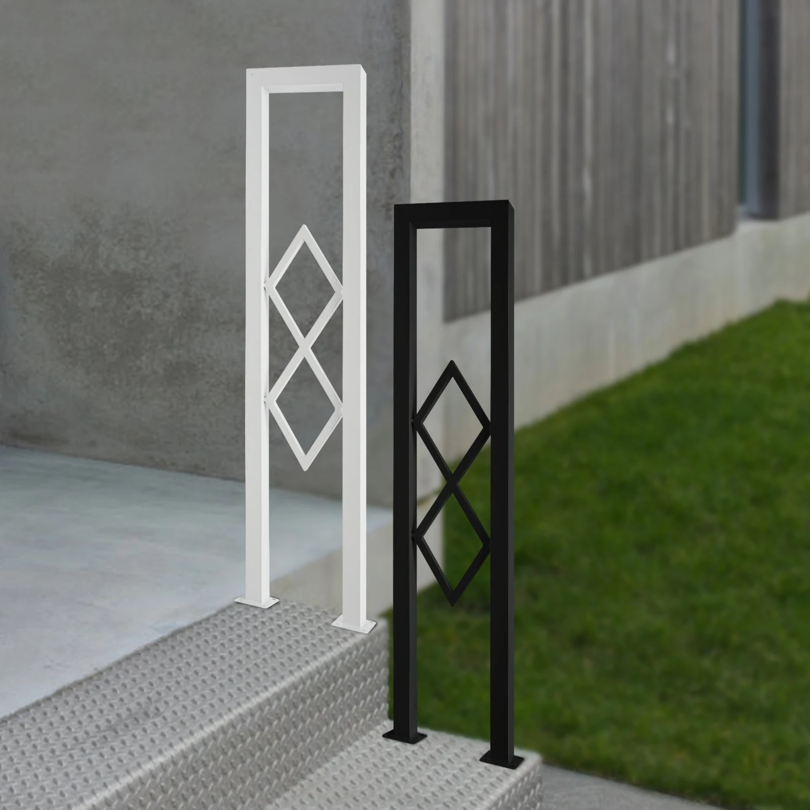 U-Shaped Stair Handrail, Stair Handrail, Stair Railing, Black/White Floor Mounted Guardrail, Safety Railing, 200kg Load Capacity