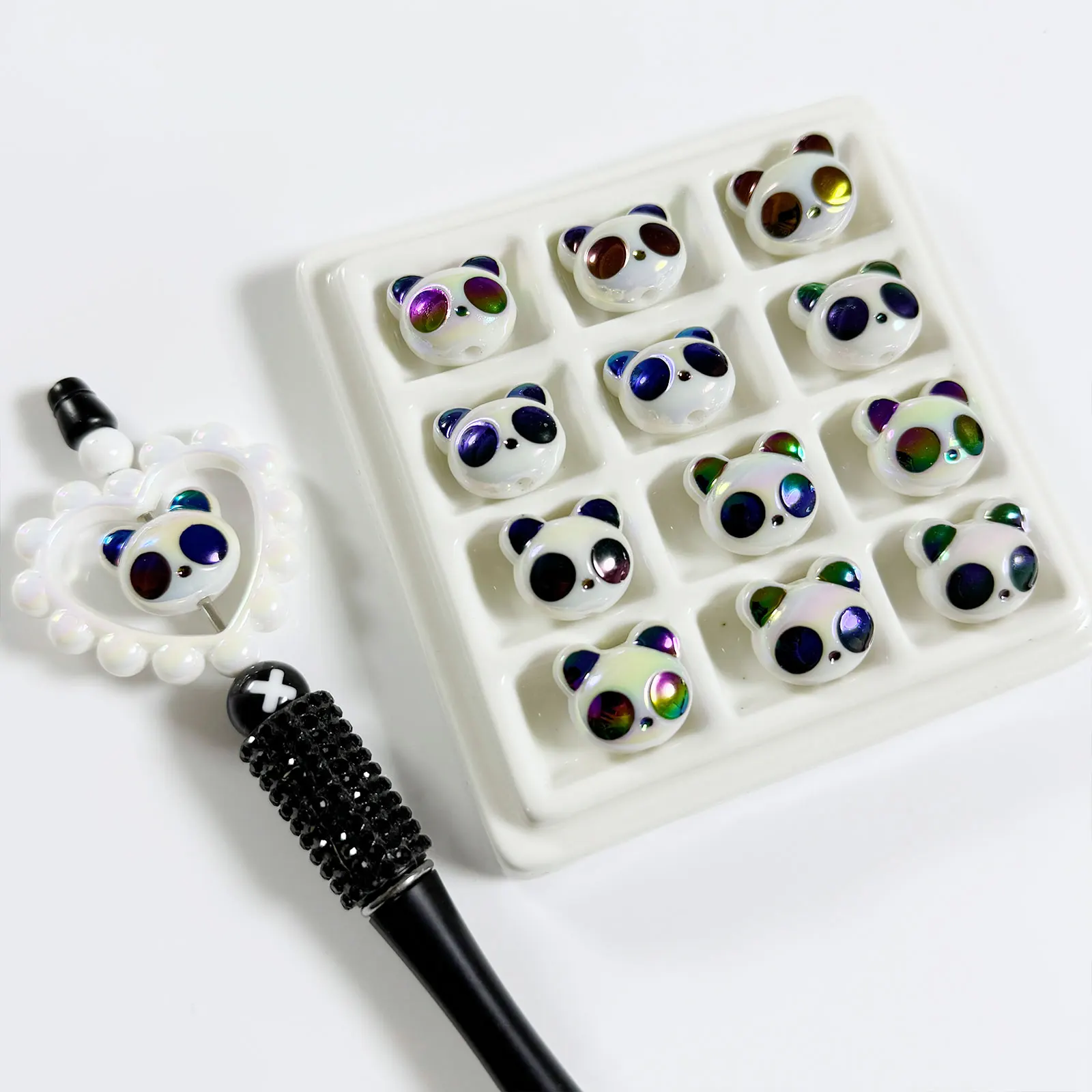 Kawaii Cute Cartoon Y2K Panda Beads For Jewelry Making DIY Decorations Phone Chain Kids Hairpin Accessories Beadable Pens Charms