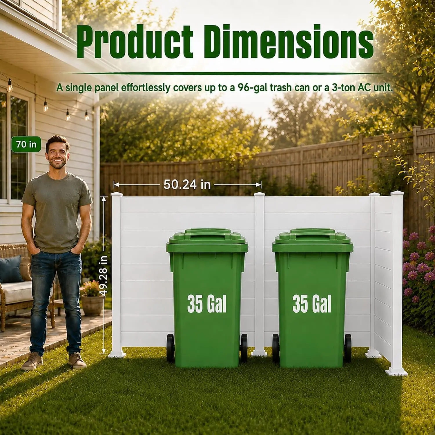 3-Panel Vinyl Privacy Fence 50