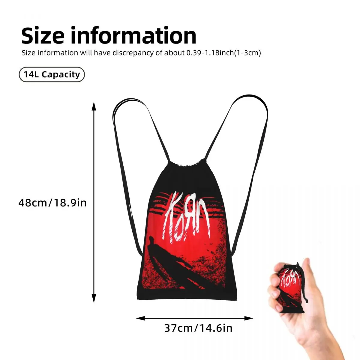 Korn Metal Rock Music Drawstring Backpack hiking cycling Bag Lightweight Foldable Storage Drawstring Bag for Men Women