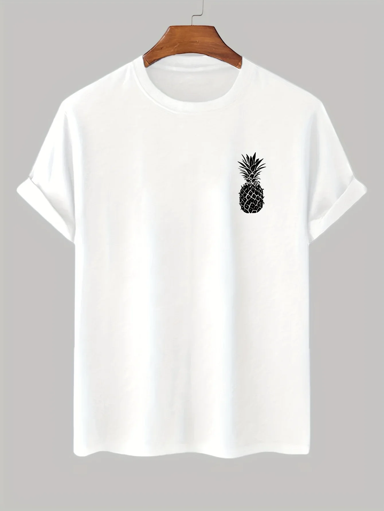 Men's 100% Cotton T-shirt Small Pineapple Graphic Tee Casual Outdoor Daily Streetwear Short Sleeve Minimalist Tops