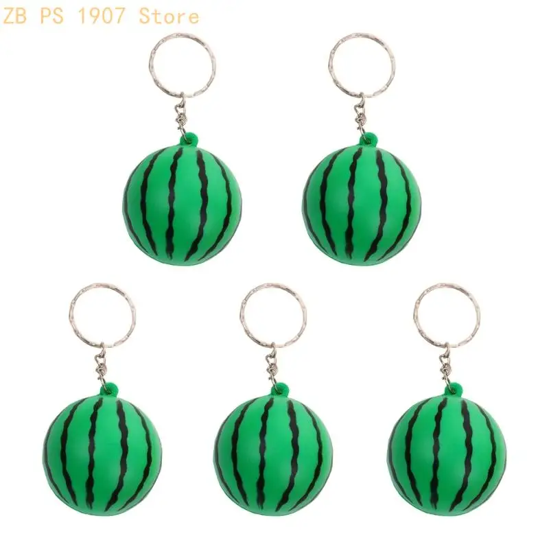 5PCS Adorable Fruit Themed Knead Chain PU Fidgety Toy Squeezable Keyring Toy For Anxiety Relief And Focusing 55KA