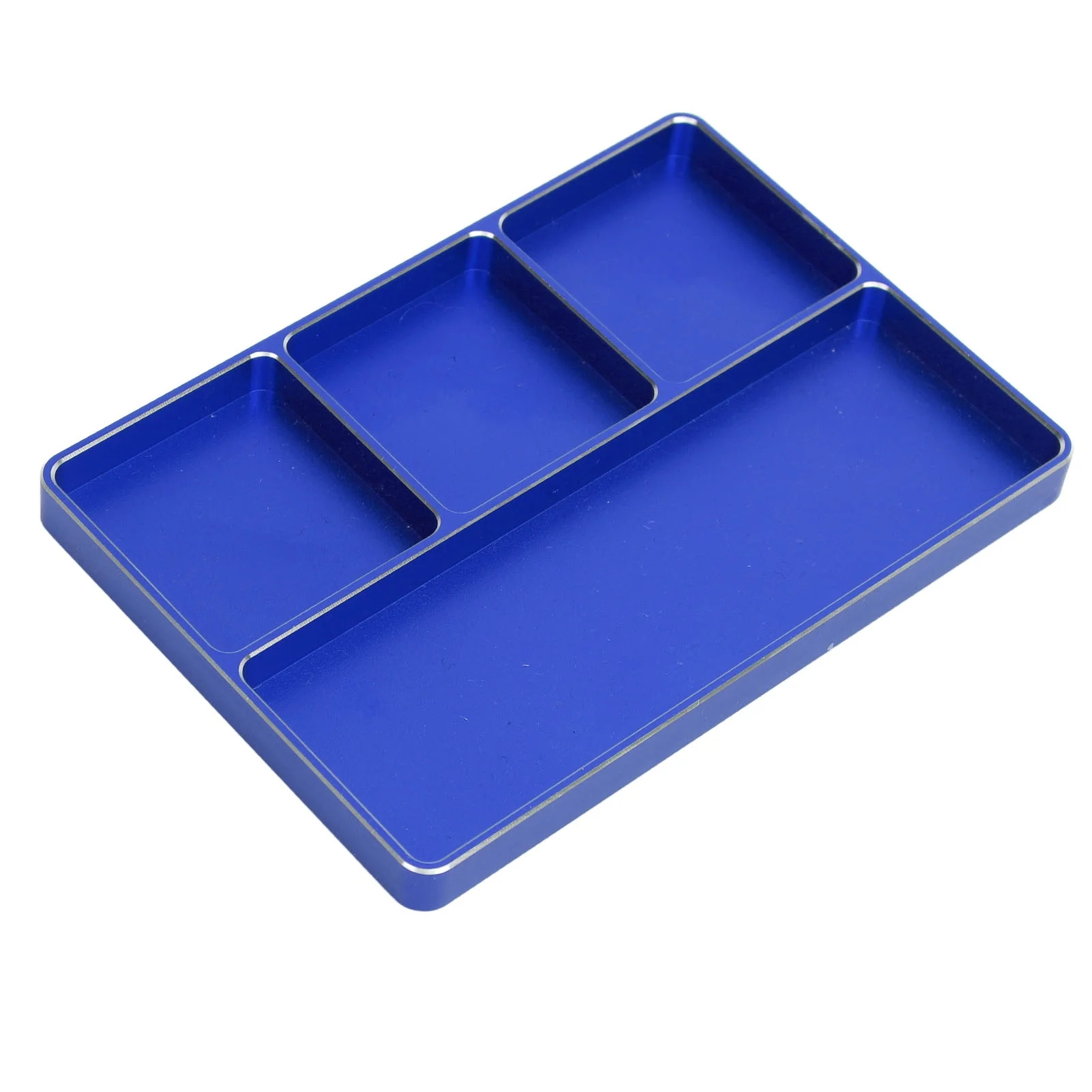 RC Repair Screw Tray 4 Grids Aluminum Alloy Screw Tray with Magnetic Pad for 1/10 1/8 RC Car RC Airplanes