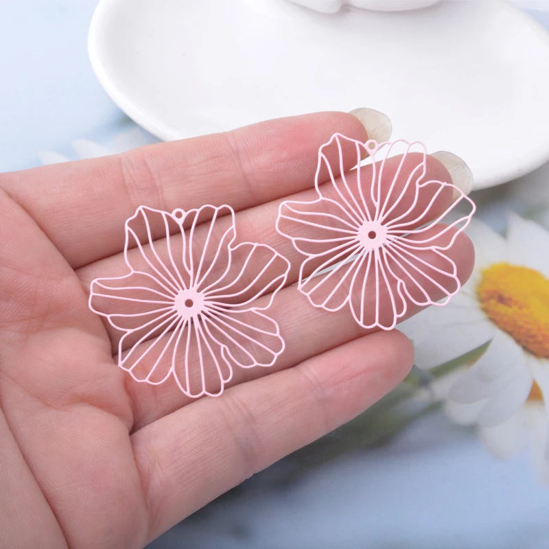 20 Stück AB9541 Schmuck-Ausstanzblumen-Anhänger, bemalte Verbindungsstücke, DIY-Zubehör für Damenohrringe und Halsketten – Detail 14