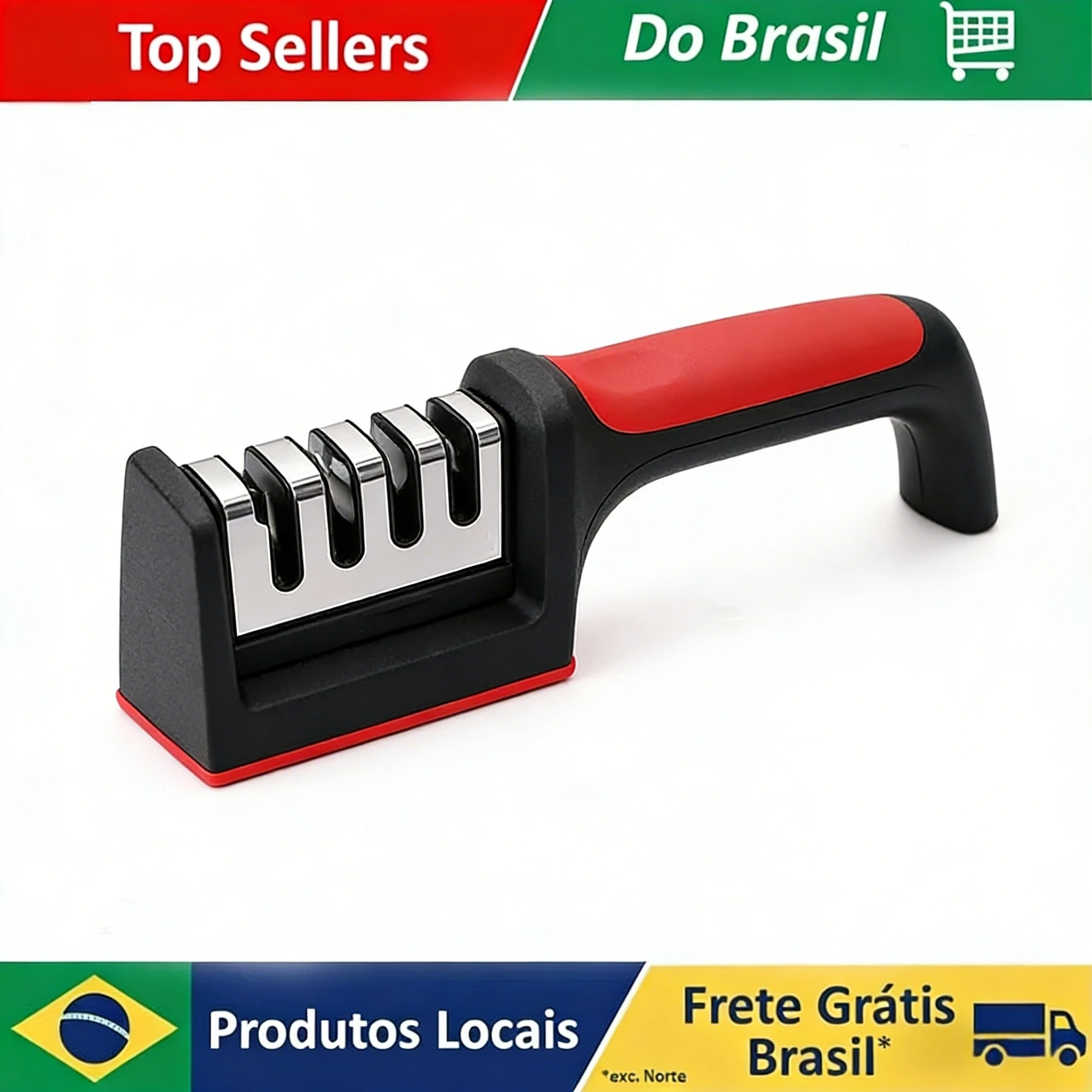 Afiador de Facas 3 em 1 para Uso Doméstico, Design Portátil de Três Segmentos, Ferramenta Multifuncional de Afiar para Cozinha