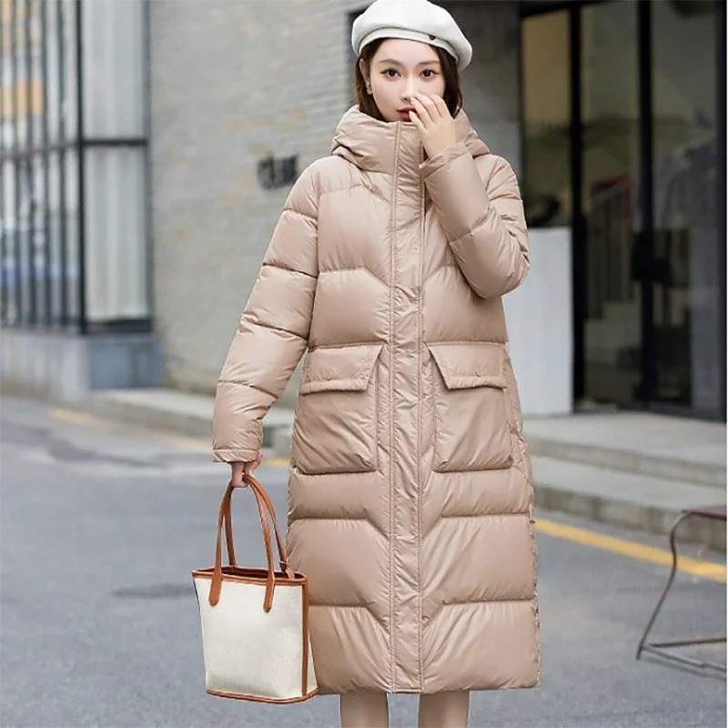 Down Cotton-Padded Jacket Women\'s Overcoat 2024 Autumn Winter New Cotton Coat Mid-Length Fashion Loose Hooded Thick Warm Parka