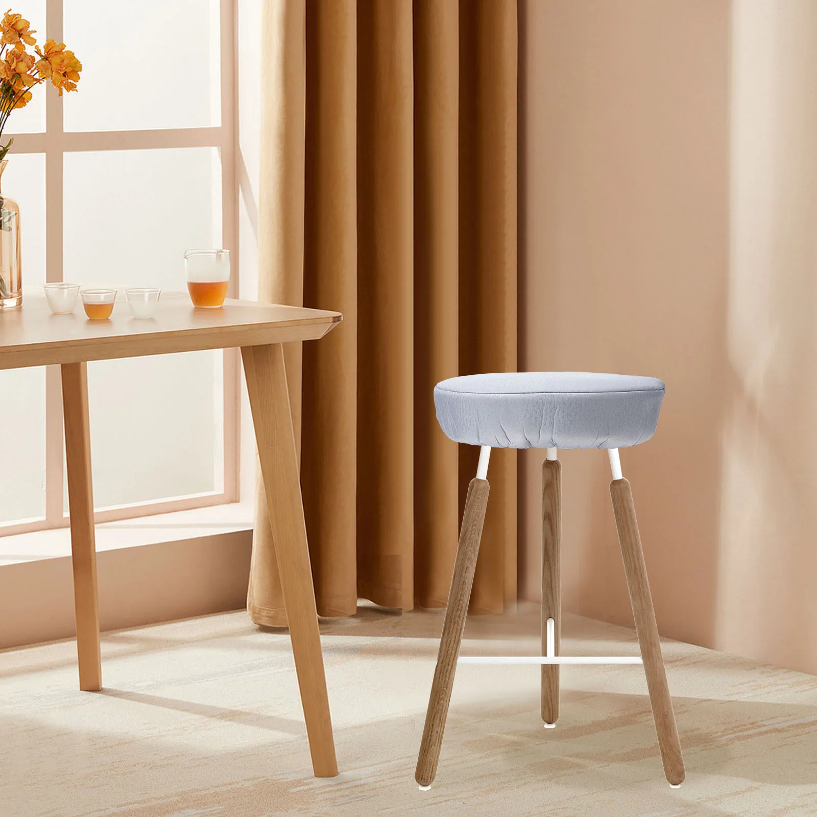 

Premium Round Stool Cover Thickened Surface Protector Dust Resistant Seat Cover for Home Bar Kitchen Decorative Use