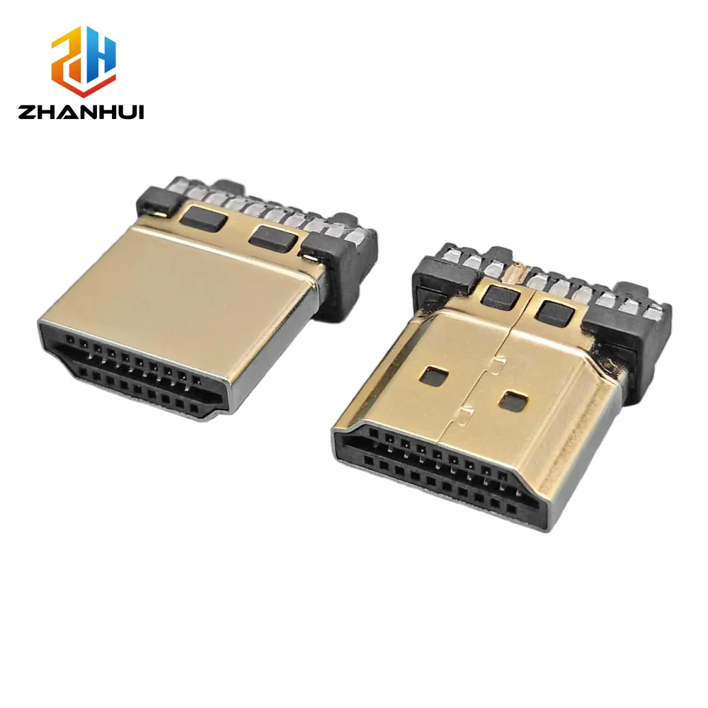 5/10 Pcs 19‑Pin HDMI Type A Male Plug, Gold‑Plated Solder‑Type Connector for HD Equipment Repair DIY Project