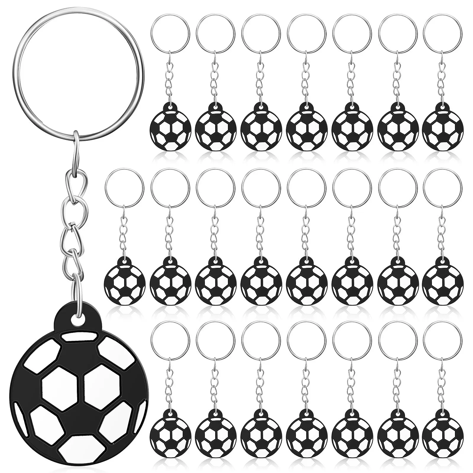 

24Pcs Football Keychains Soccer Ball Pendant Creative Design Keyrings Ideal Party Favors Gifts for Keys Backpacks