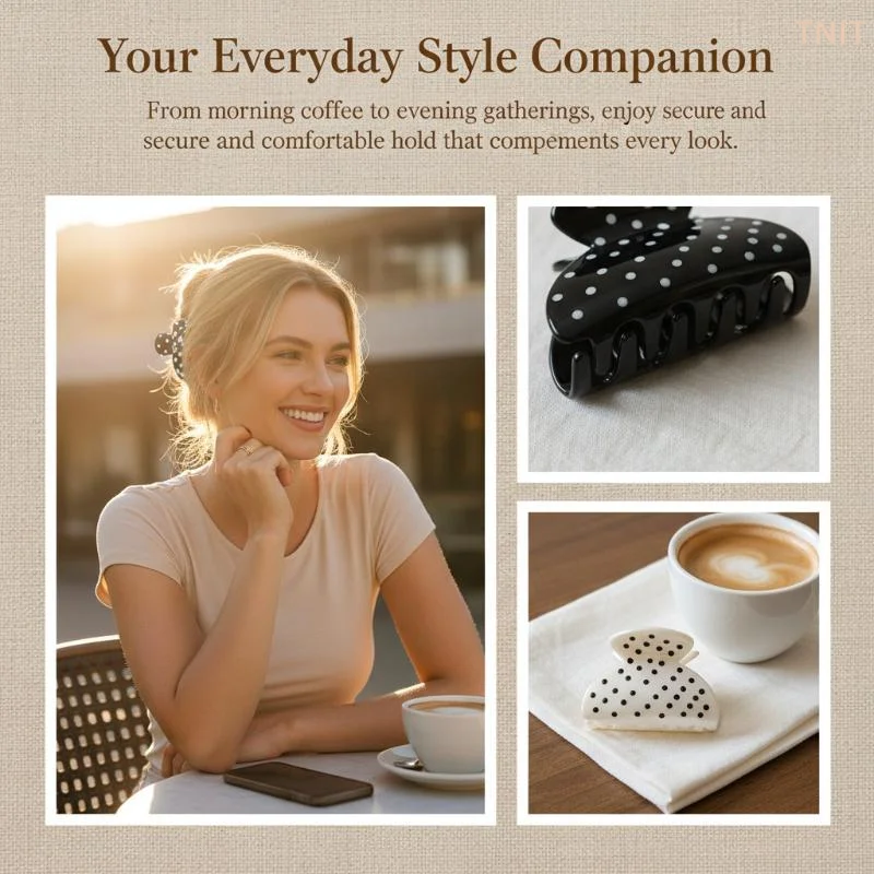 [J] France Style Women Wave Dot Design Hair Claw Barrettes Girl Fashion Hair Clip Sweet Hair Accessories Headwear