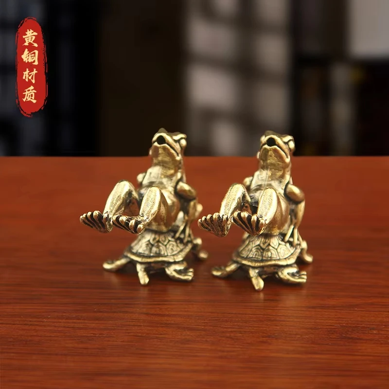 Solid Brass Moments Christmas Ornament Frog and Turtle Figurine Small House Decoration Animal Figurines Chihuahua Sculpture