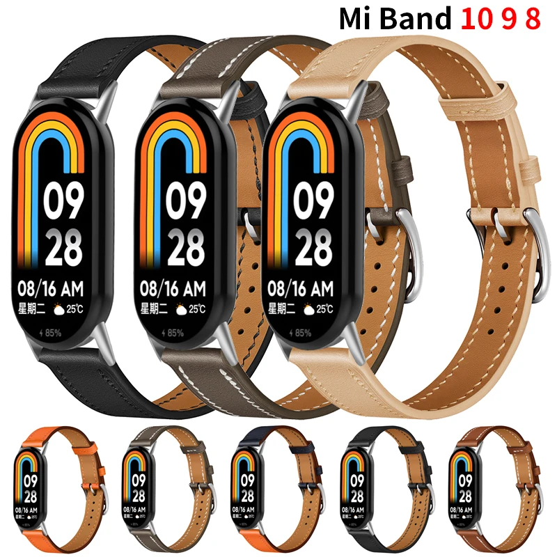 

Кожаный ремешок для Mi Band 10 9 8, умный браслет, маленький браслет на запястье для девочек и женщин, браслет для Xiaomi Smart Band 8 9 10, браслеты
