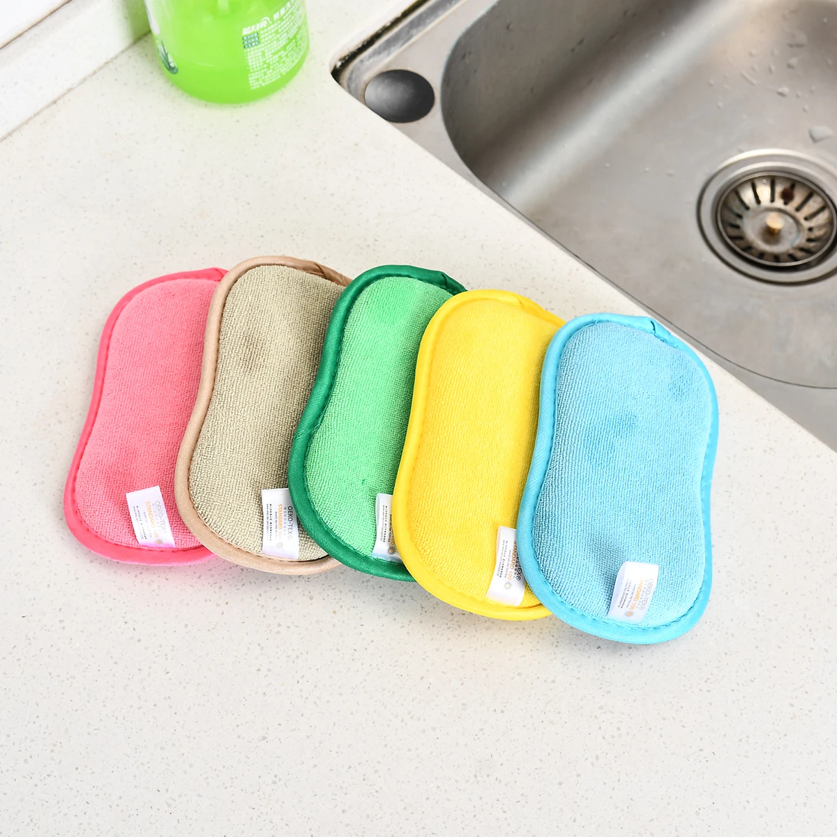 5-piece Set Of Sponge Cleaning Brushes Soft Scrubbing Pads Sponge Dishwashers Pot Cleaners Tools Kitchen Accessories