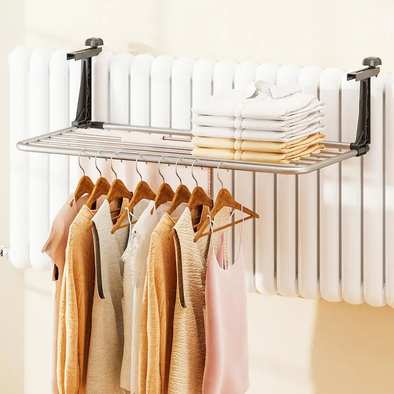 

Portable Clothes Drying Rack Aluminum Towel Rack with Adjustable and Foldable Brackets