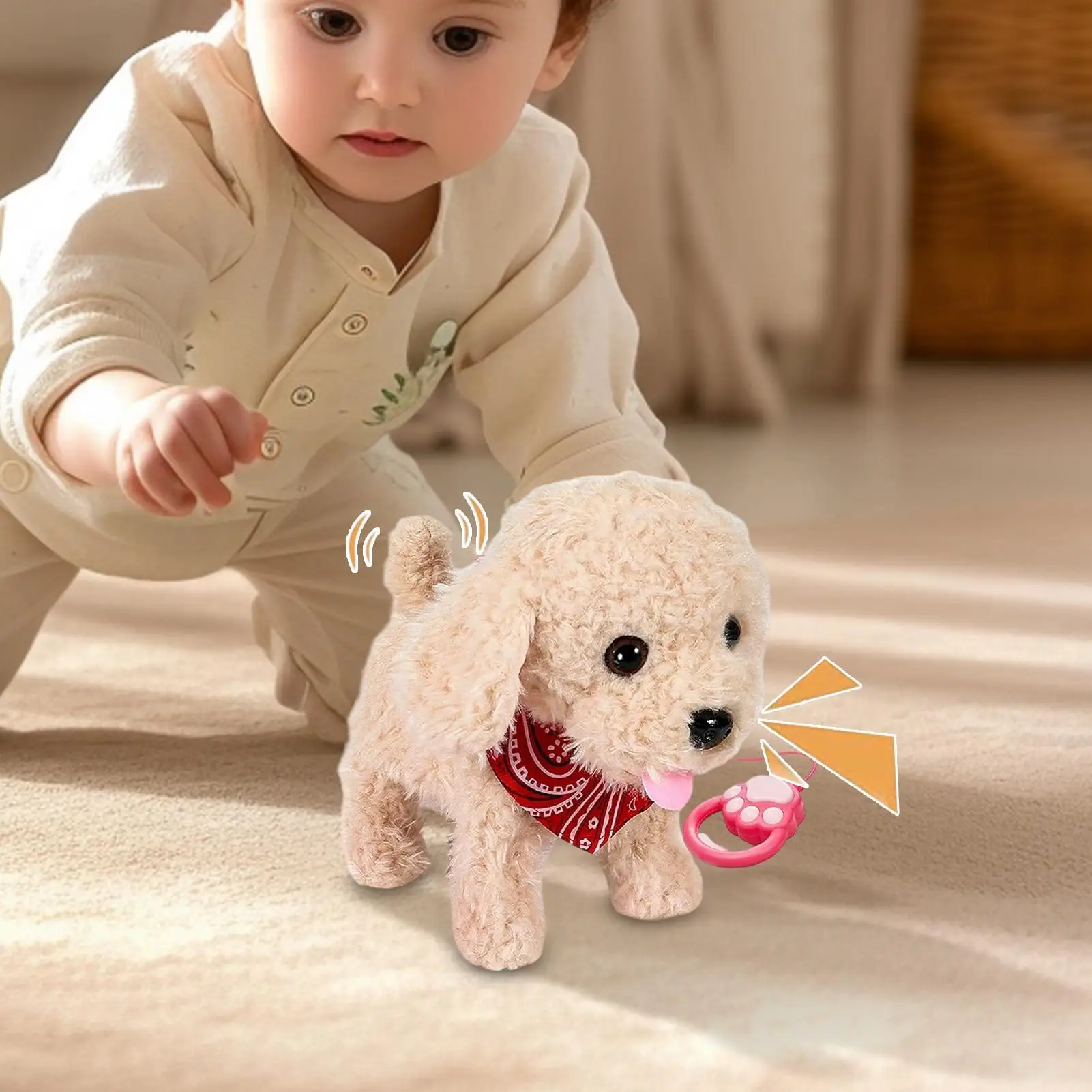 

Robot Puppy Walking Dog Plush Simulation AI Pet with Rope Licking Motion Singing Dancing Animal for Adults Children Youth Boy