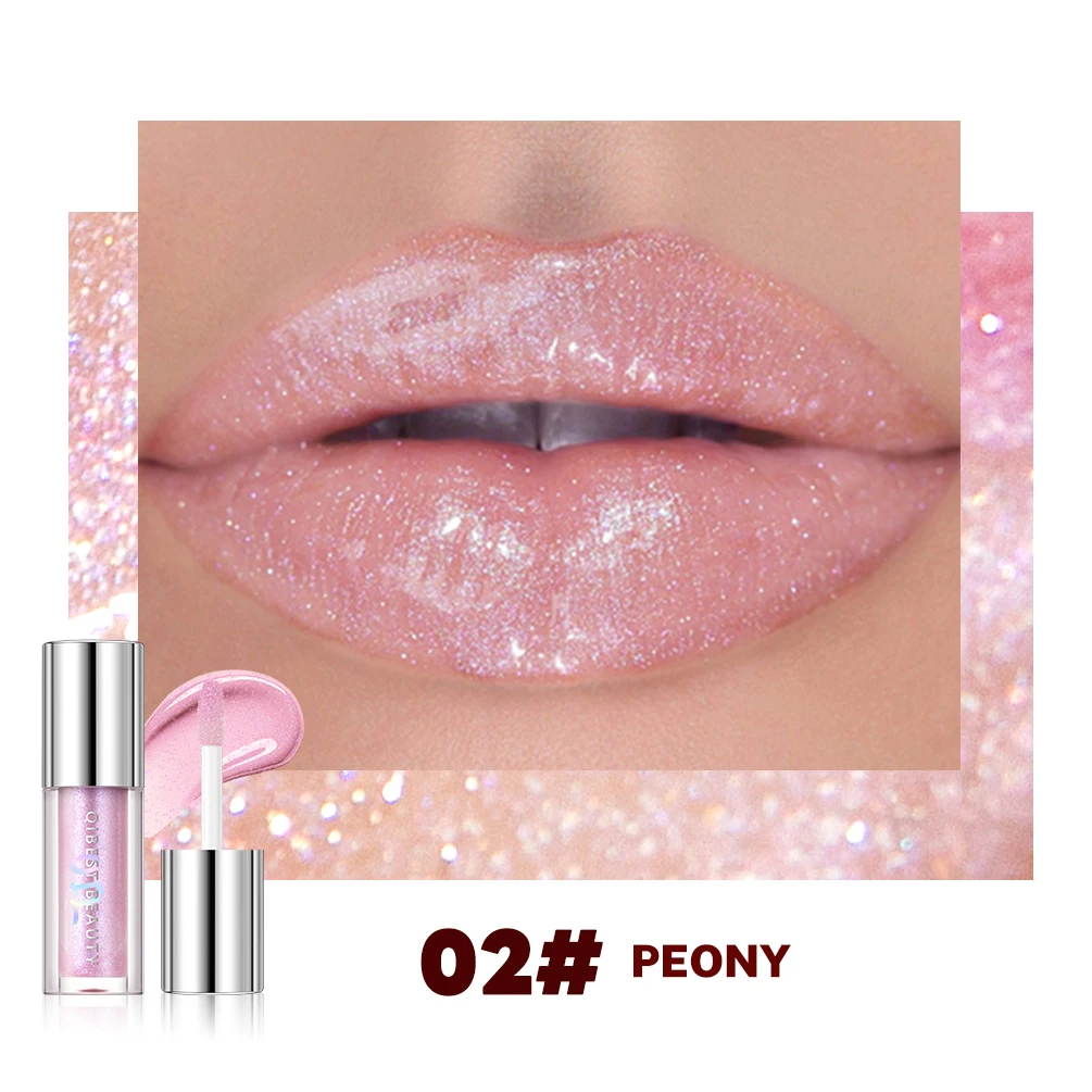 

QIBEST Lip Plump Pearlescent Lip Gloss Sparkling Delicate Moisturizing Lip Glaze Easy To Color Dudu Lip Gloss Shiny Cosmetics