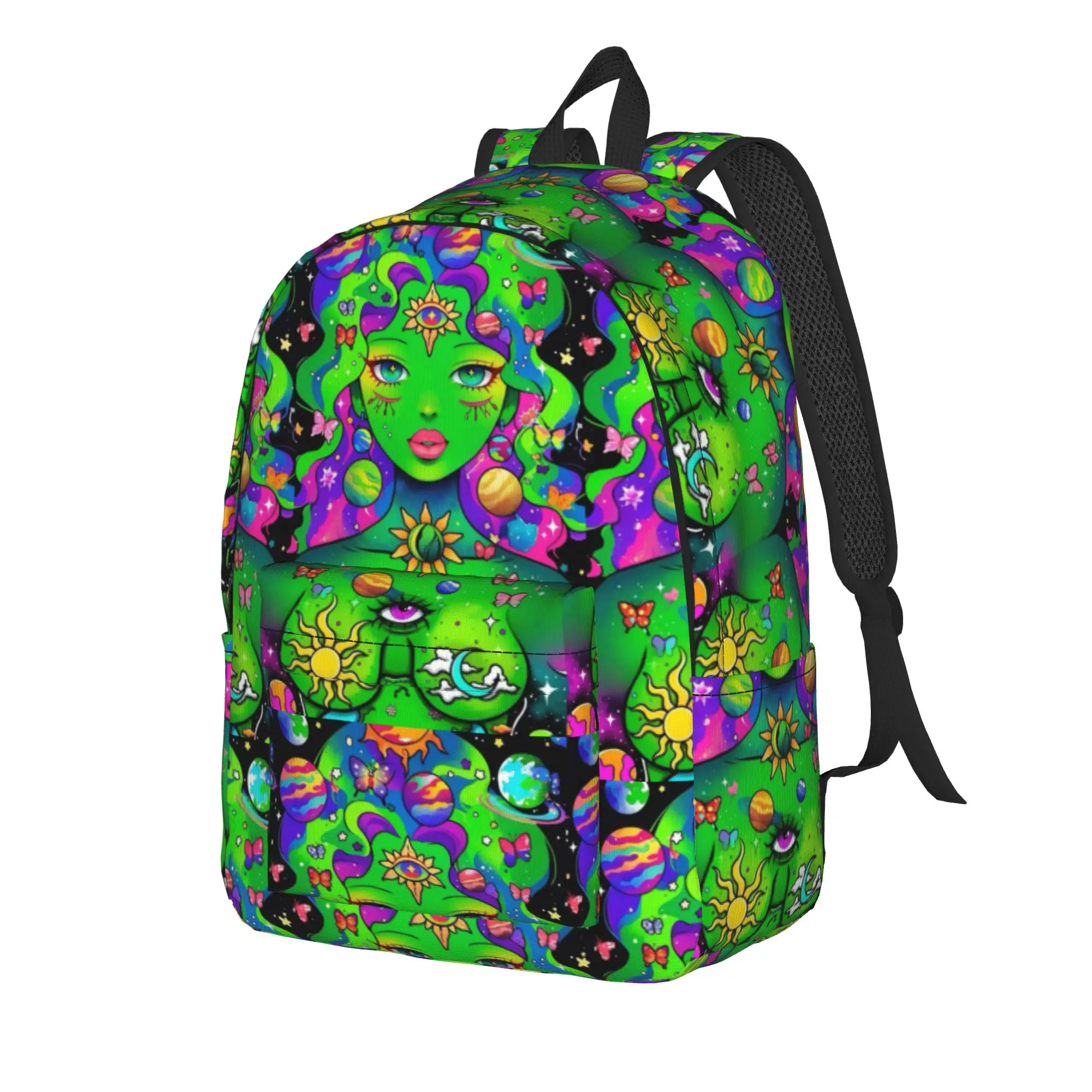 Harajuku Multicolor Face Backpack Women  Lightweight Backpacks Polyester Fashion High School Bags Style Designer Rucksack