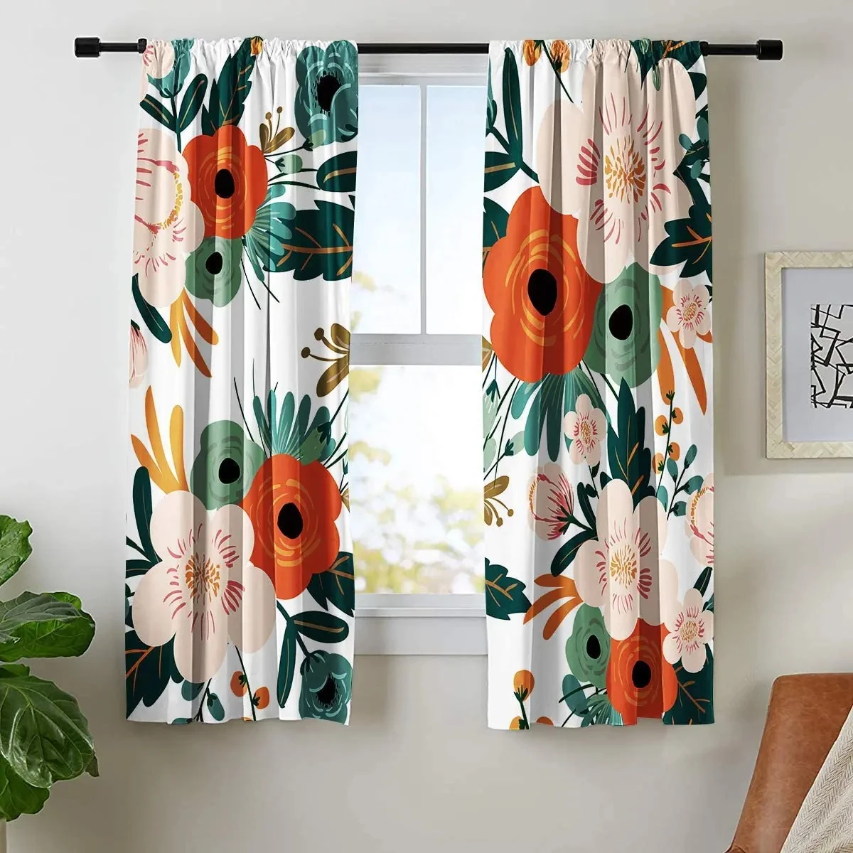 Bohemian Floral Leaf Pattern High Blackout Curtains Various Landscape Styles Modern Thick Blackout Living Room Drape Home New