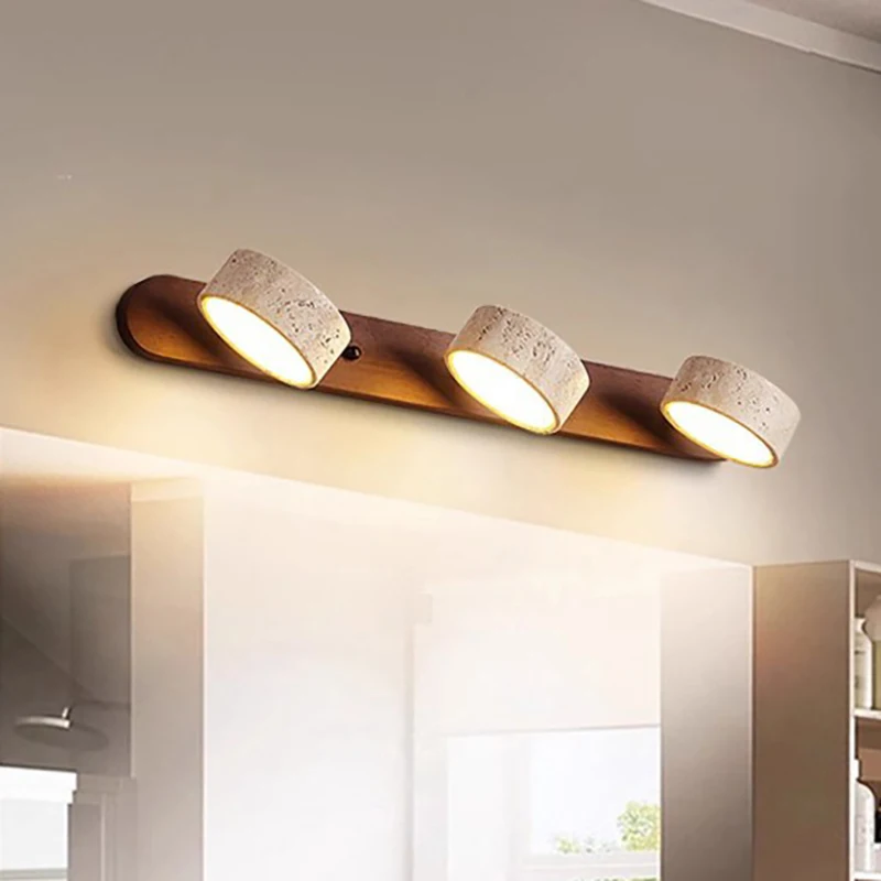 

Испанский натуральный лимистоун, двусторонний настенный светильник, креативный круглый светодиодный вращающийся светильник, зеркало для ванной комнаты, передняя лампа