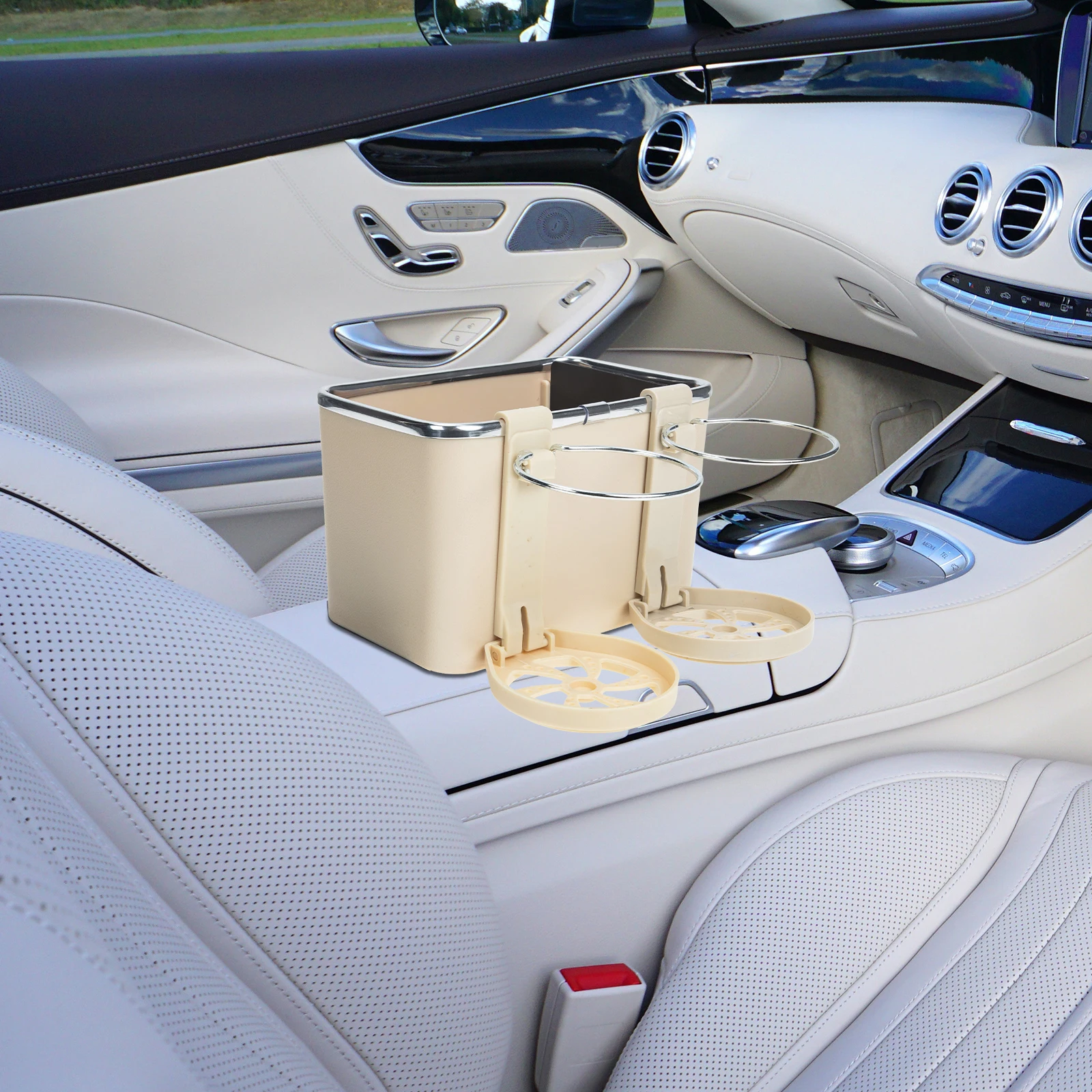 

Car Armrest Storage Box Large Capacity ABS Material 180 Degree Flipping Cup Holder Middle Console Organizer Adjustable Design