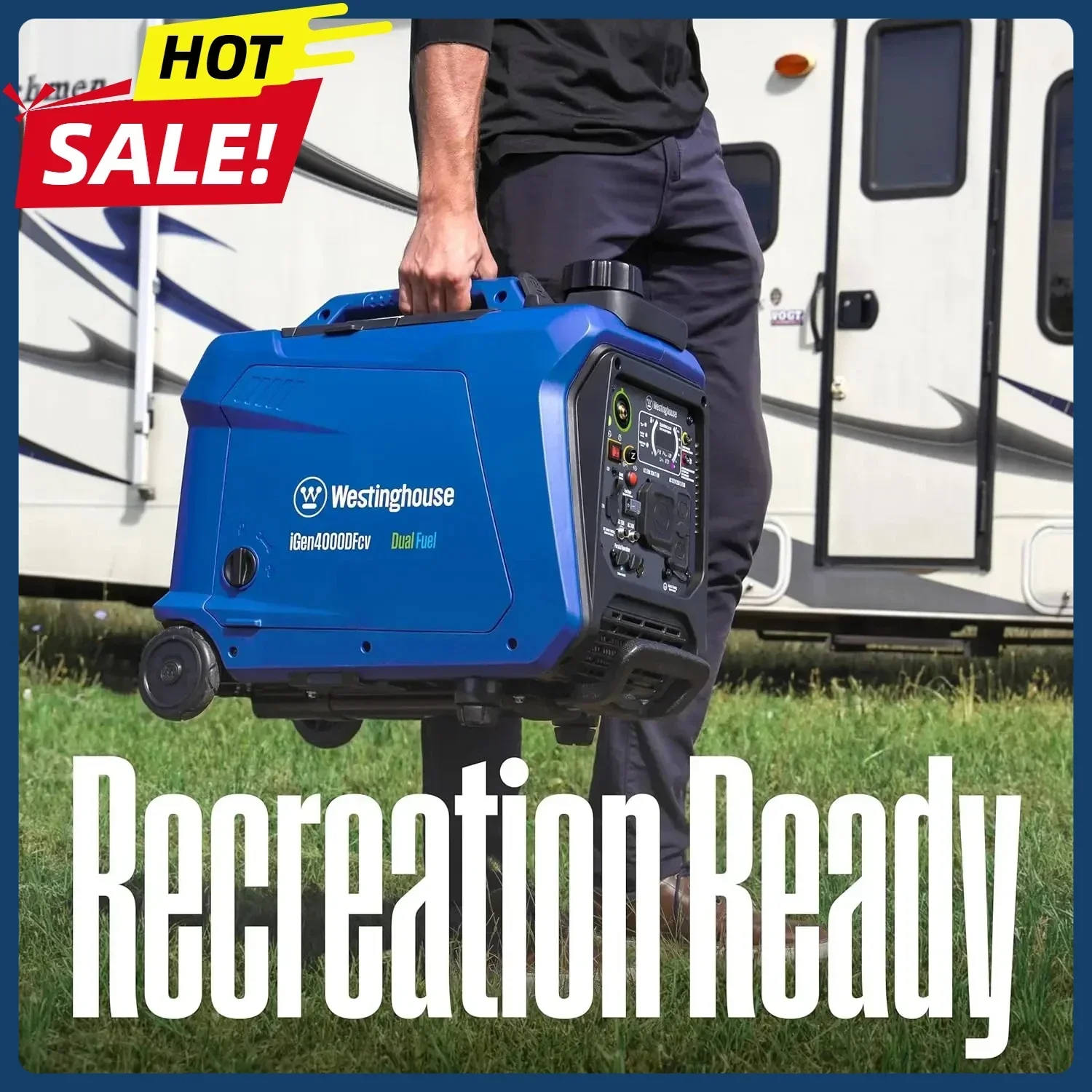 

Горячая распродажа: Сверхтихий портативный инверторный генератор на 4000 Вт, с колесами и ручкой для переноски, работающий на газе и пропане, готов к использованию в автодомах.