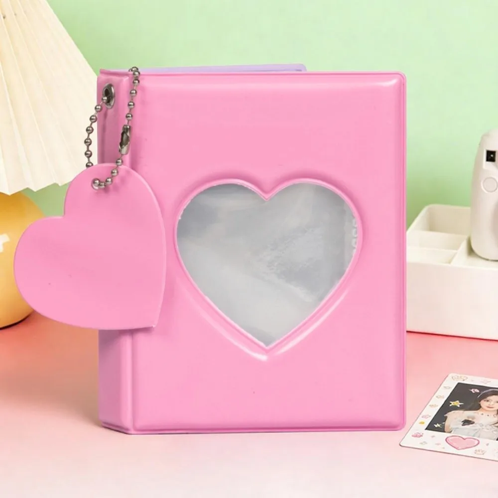 Waterproof 3 Inch 40/64 Slot Photo Album Macaron Heart Cutout Card Holder Chain Decor Card Storage Memory Keep