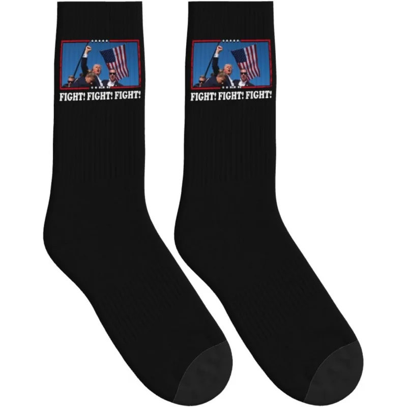 Supporting Donald Trump's 2024 Men's and Women's Battle Socks Crew Member Stocking Presidential Voting Gift