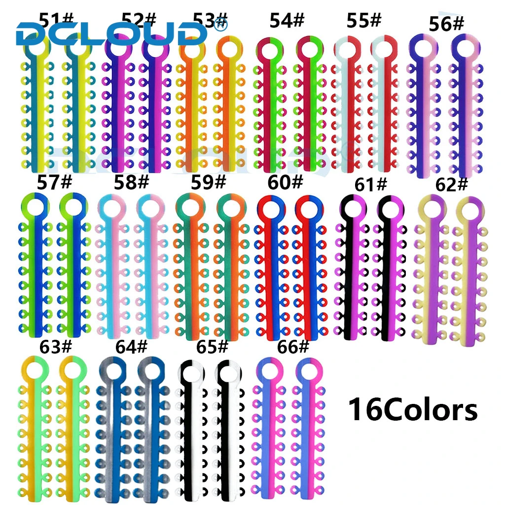 Colorful Dental Orthodontic Elastic Ligature Ties Bands for Teeth Brackets Braces Two-Tone Rubber Ligating Rings Elastomeric