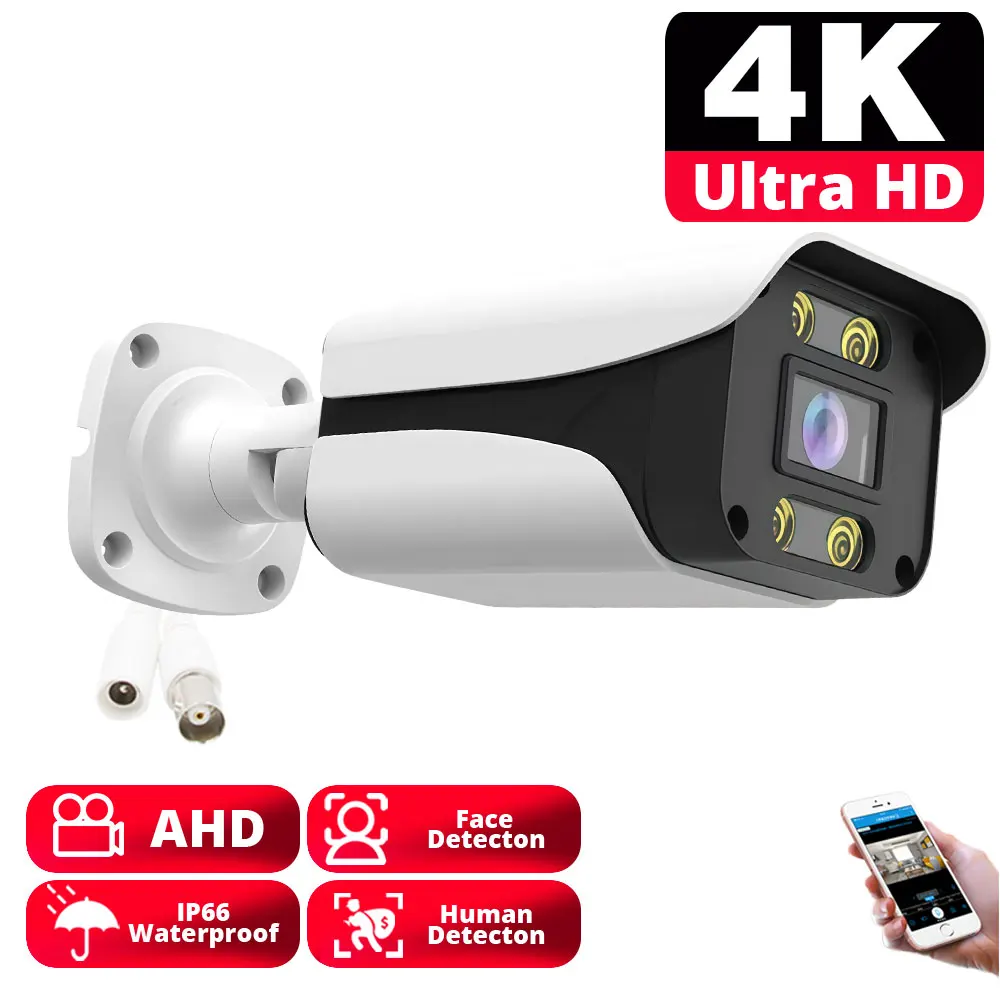 XMEYE detección facial 4K CCTV cámara de seguridad analógica BNC impermeable al aire libre H.265 8MP 5MP AHD cámara de vigilancia tipo bala para DVR