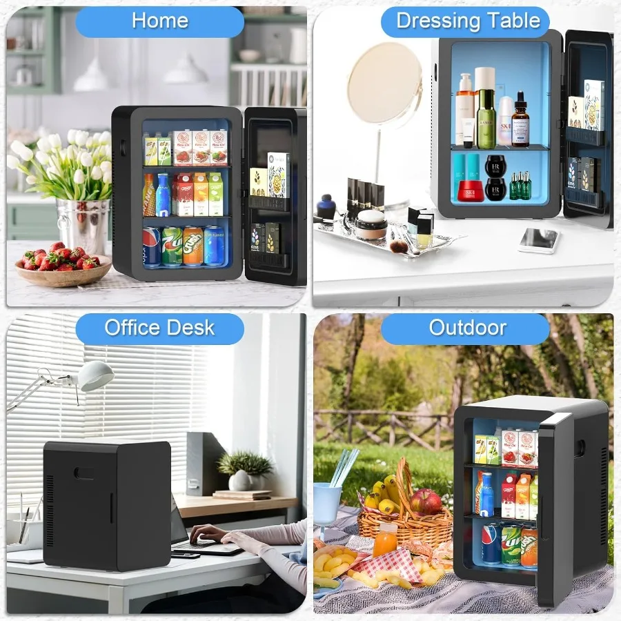ثلاجة صغيرة 22 لتر لغرفة النوم 30 علبة مبرد محمول دفئا ثلاجات مدمجة مع طاقة تيار متردد/تيار مستمر للعناية بالبشرة ومشروبات ومستحضرات التجميل #6