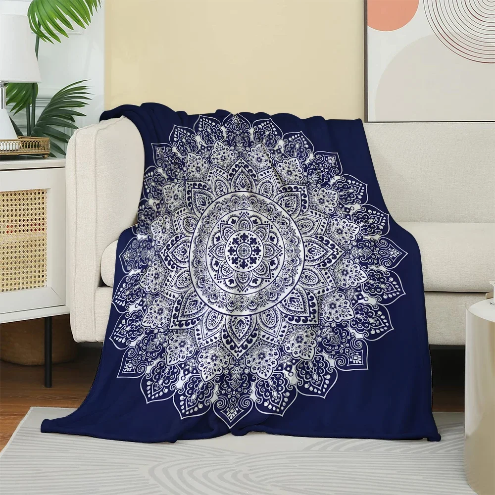 1PC Throw Mandala Pattern Flannel Blanket for Couch Bed Sofa Warm blankets Perfect Festival Gifts Loves flowers Bohemian style
