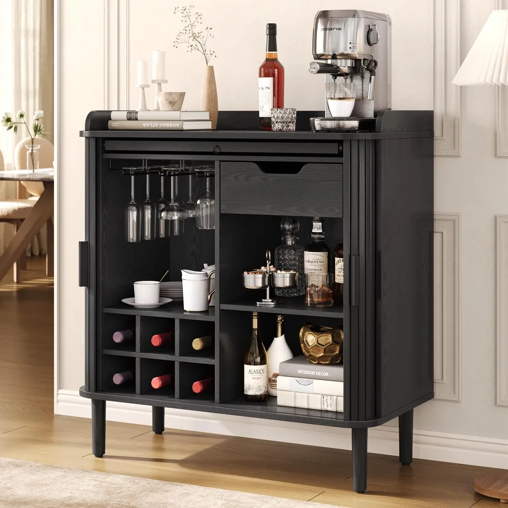 Fluted Bar Cabinet with Storgae, Wine Cabinet, 33