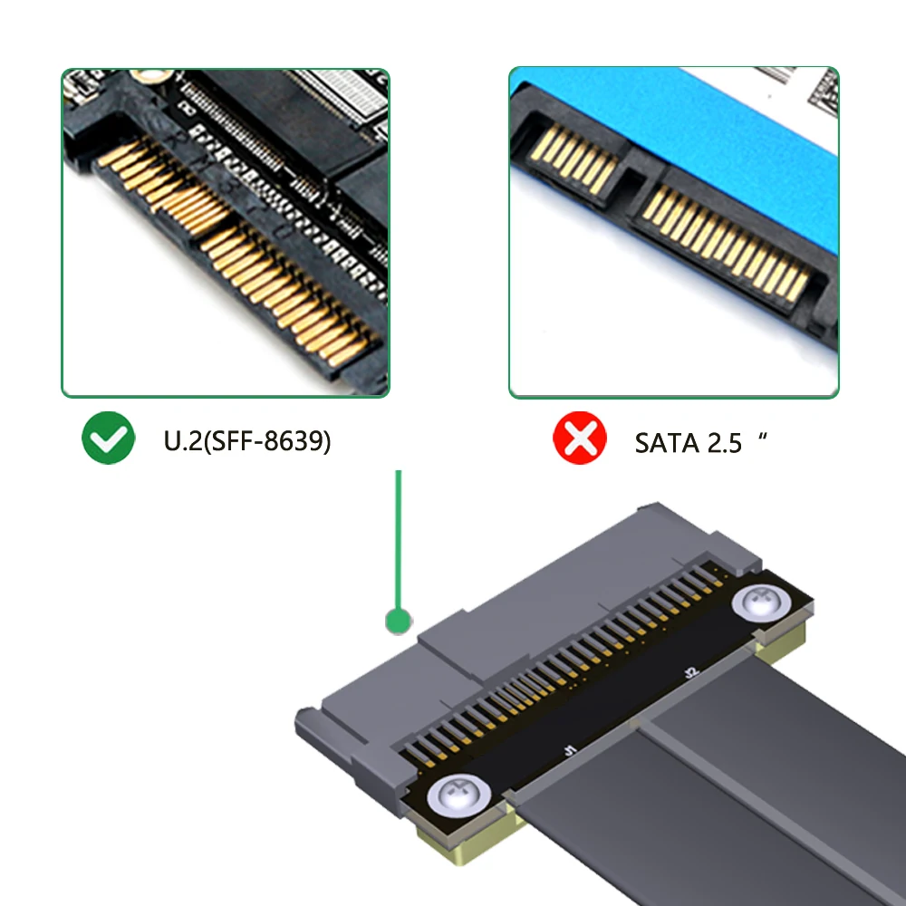 Riser Cable 20cm SFF-8639 U.2 to NGFF M.2 Key M Extension Cable Flexible Cable Riser Card Extension Port Adapter for U2 NVME SSD