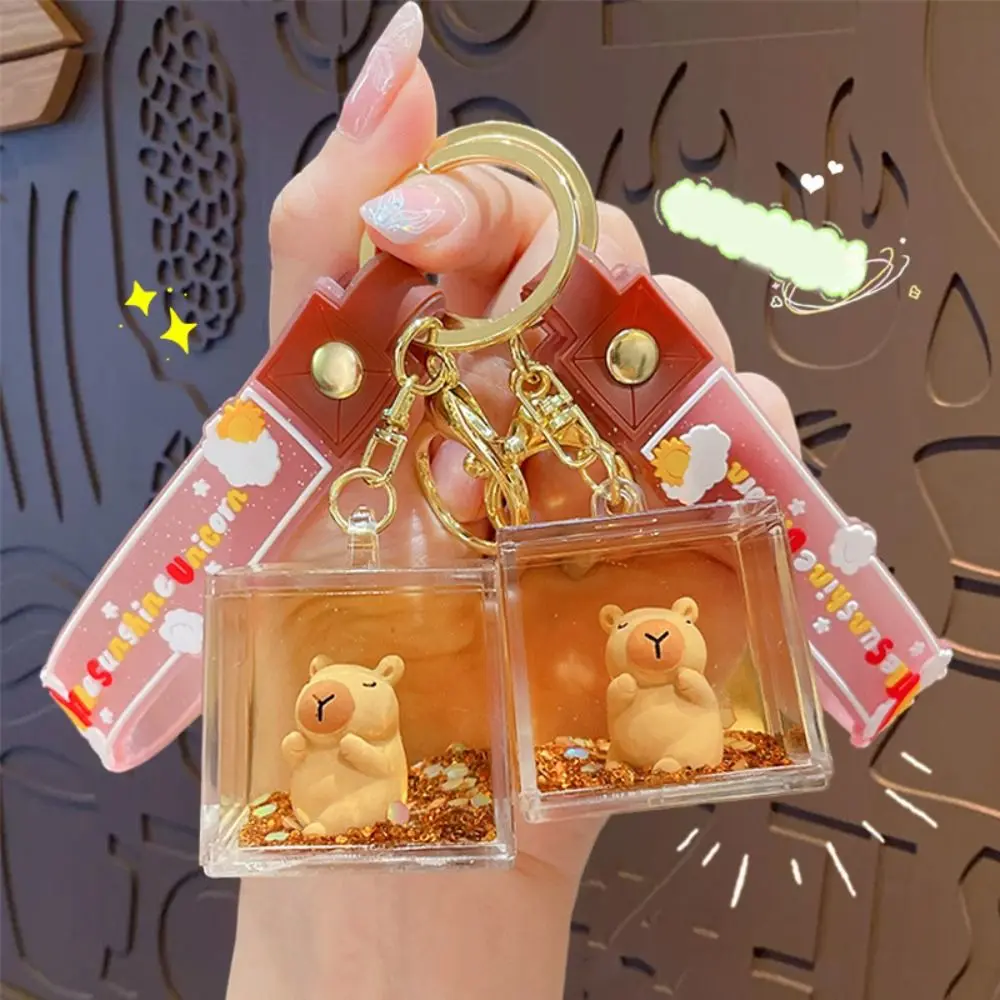 Подвеска с капибарой, брелок с капибарой, маленькие подарки, милый мультяшный кулон в виде бутылки зыбучих песков, украшение для сумки