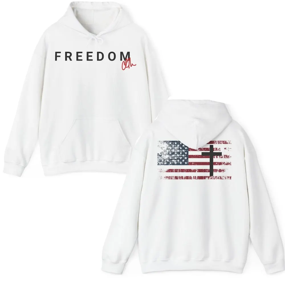 Charlie Kirk Freedom Flag Cross - Patriotic autumn and winter matching hoodies Long Sleeve keep warm Pullover Hoodie Sweatshirt