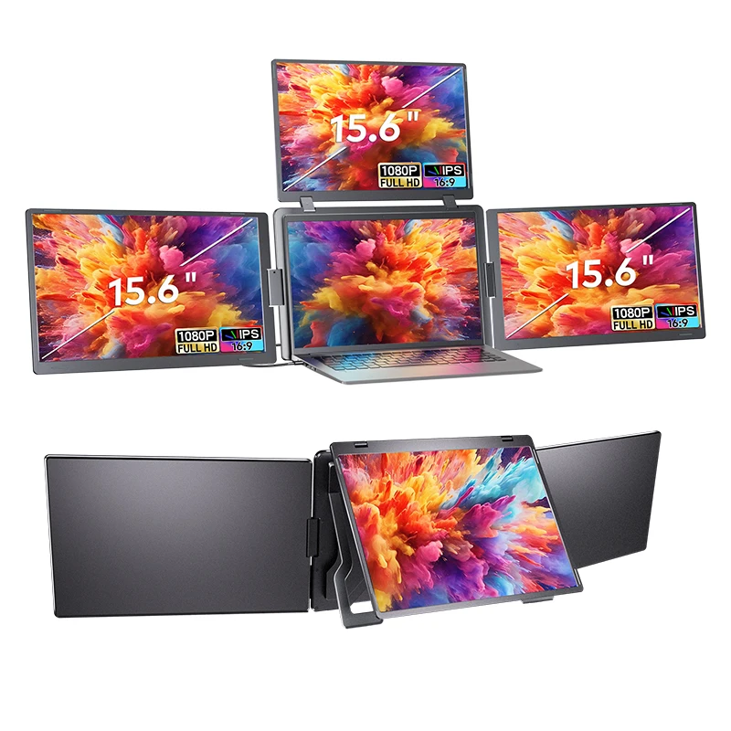 2026 Best Seller Fopo Best Seller Mobile Workstation Full Hd Detachable Flicker Free Ce RoHS Emc Certified Monitor Quad Screen