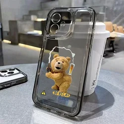 Cartoon Beer Bear Phone Case For iPhone 17 16 15 11 12 14 13 Pro Max Mini SE 7 8 Plus Funny Luxury Transparent Soft Cover Shell