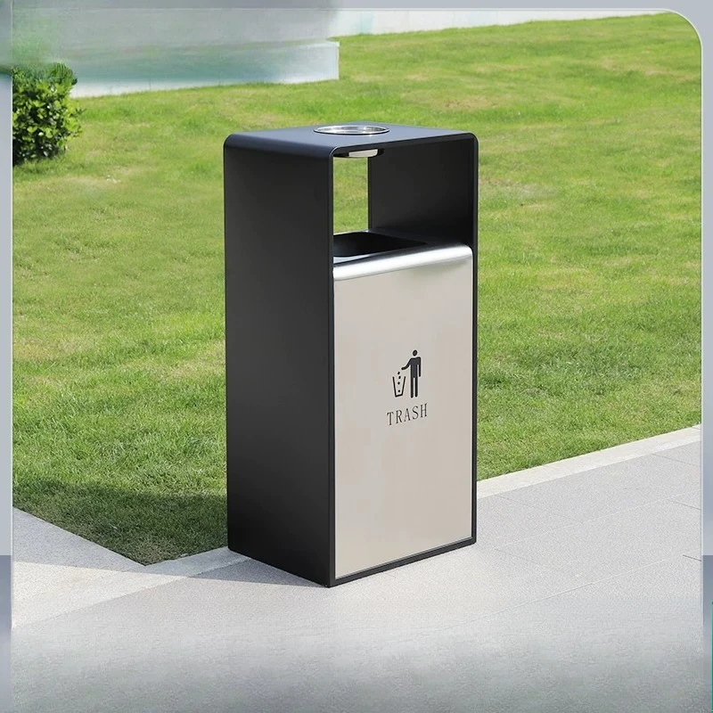 Stainless steel trash can outdoor leather box outdoor creative customization sales department commercial community square