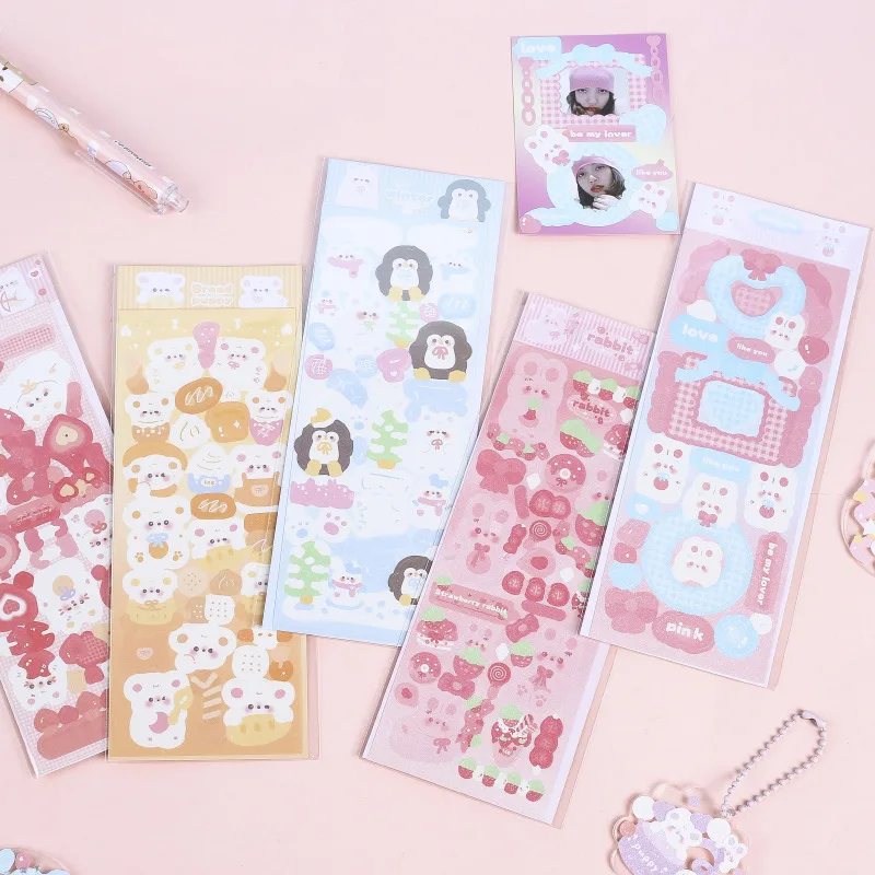 14 Hand Account Stickers Creative Cute Goo Card Diy Material Pvc Waterproof Small Stickers